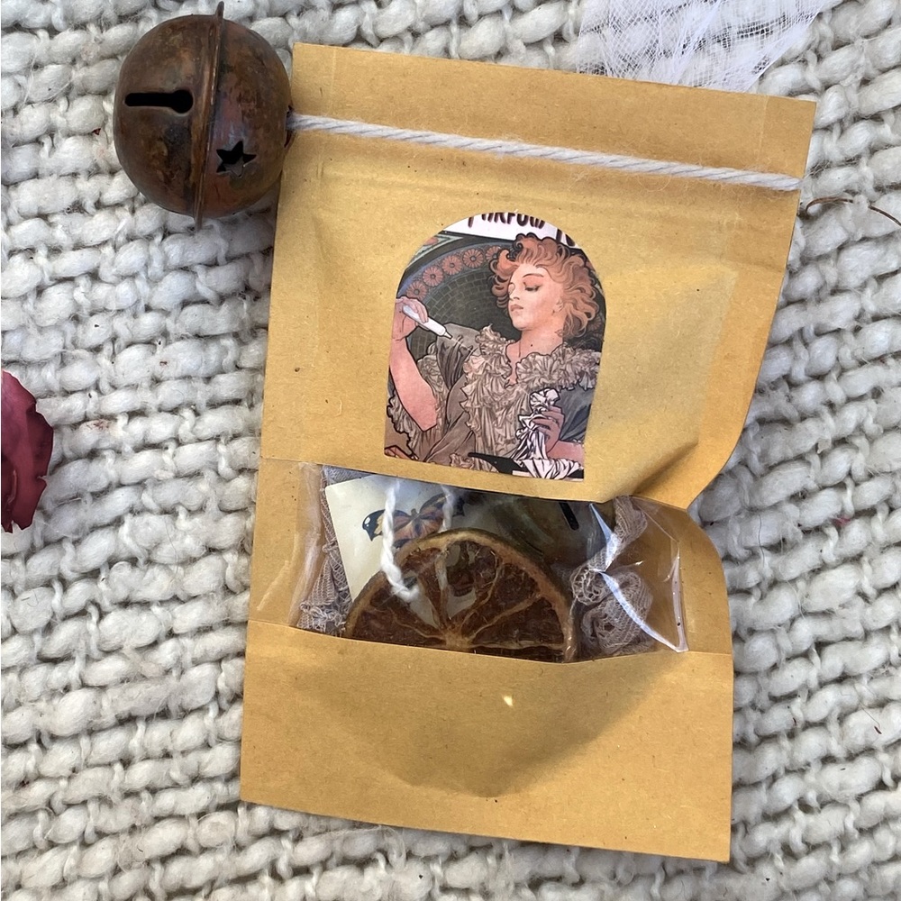 Repurposed Brass Bell Organic Dried Fruit Decorations Gift